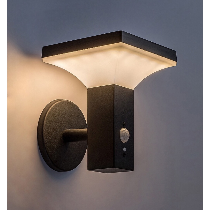 Rabalux - Luminária de parede solar LED com sensor LED/4W/230V IP44 preta 2200 mAh