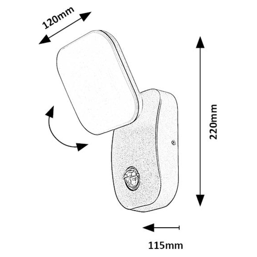 Rabalux - Iluminação LED de parede exterior flexível com sensor LED/12W/230V IP44