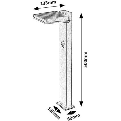 Rabalux - Lâmpada solar LED regulável para exterior com sensor, 4,4 W / 3,7 V, IP54, antracite, 2200 mAh