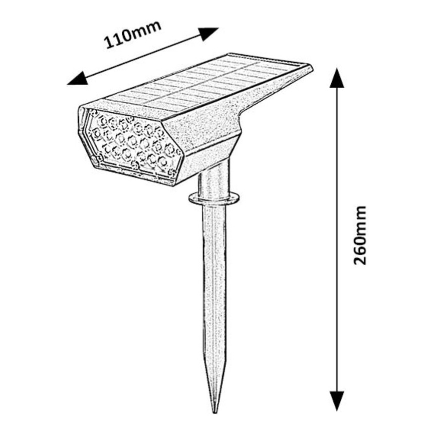 Rabalux - Luminária Solar LED LED/0,5W/3,7V IP65 preta 3000 mAh