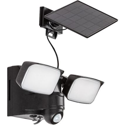 Rabalux - Luminária de parede solar LED flexível com sensor e painel externo 2xLED/5W/3,7V IP54 preto 600 mAh