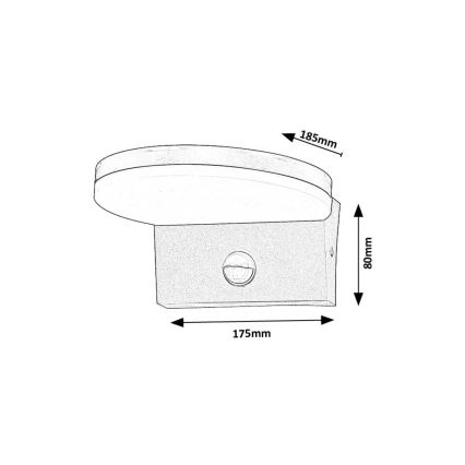 Rabalux - LED Iluminação de parede exterior com sensor LED/9W/230V 2700/4000/6500K IP54 preto
