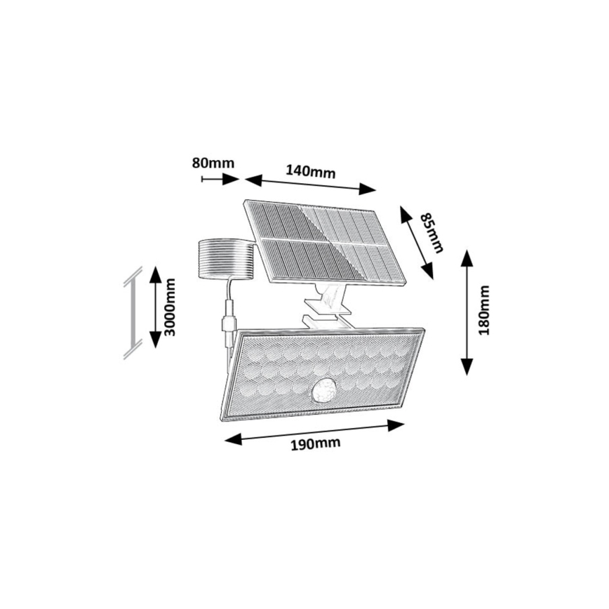 Rabalux - Refletor Solar LED com sensor LED/8W/3,7V 1800mAh IP65 + controlo remoto