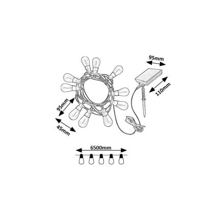 Rabalux - Corrente solar LED LED/3,6W/3,7V 6,5 m 1200mAh IP44