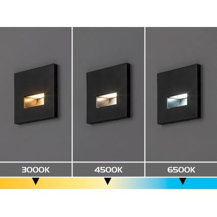 Rabalux - Aplique LED para escadas 1W/230V 3000/4500/6500K preto