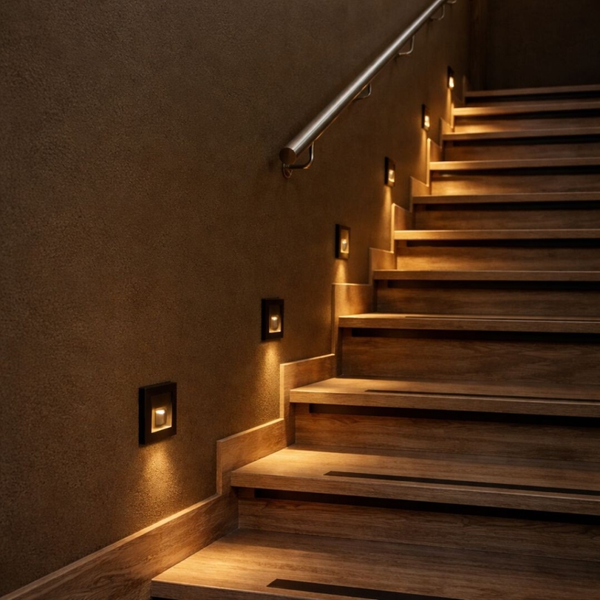 Rabalux - Luminária LED para escadas com sensor de movimento e crepúsculo LED/1W/230V 3000/4500/6500K preta