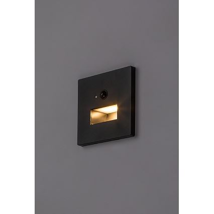 Rabalux - Luminária LED para escadas com sensor de movimento e crepúsculo LED/1W/230V 3000/4500/6500K preta