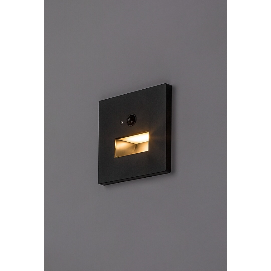 Rabalux - Luminária LED para escadas com sensor de movimento e crepúsculo LED/1W/230V 3000/4500/6500K preta