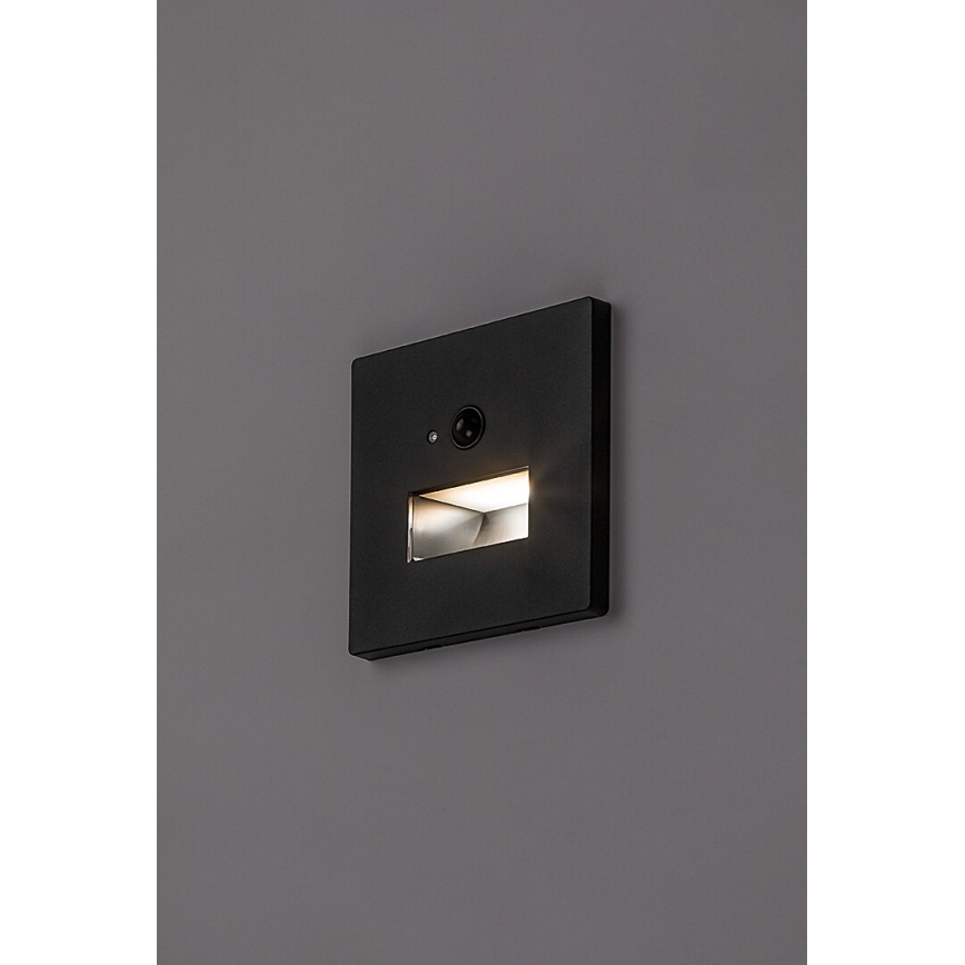 Rabalux - Luminária LED para escadas com sensor de movimento e crepúsculo LED/1W/230V 3000/4500/6500K preta