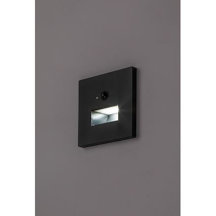 Rabalux - Luminária LED para escadas com sensor de movimento e crepúsculo LED/1W/230V 3000/4500/6500K preta