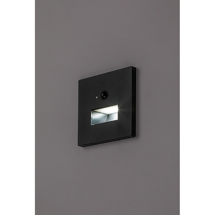 Rabalux - Luminária LED para escadas com sensor de movimento e crepúsculo LED/1W/230V 3000/4500/6500K preta
