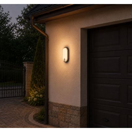 Rabalux - Luminária de teto LED para exterior com sensor LED/15W/230V IP65 preta