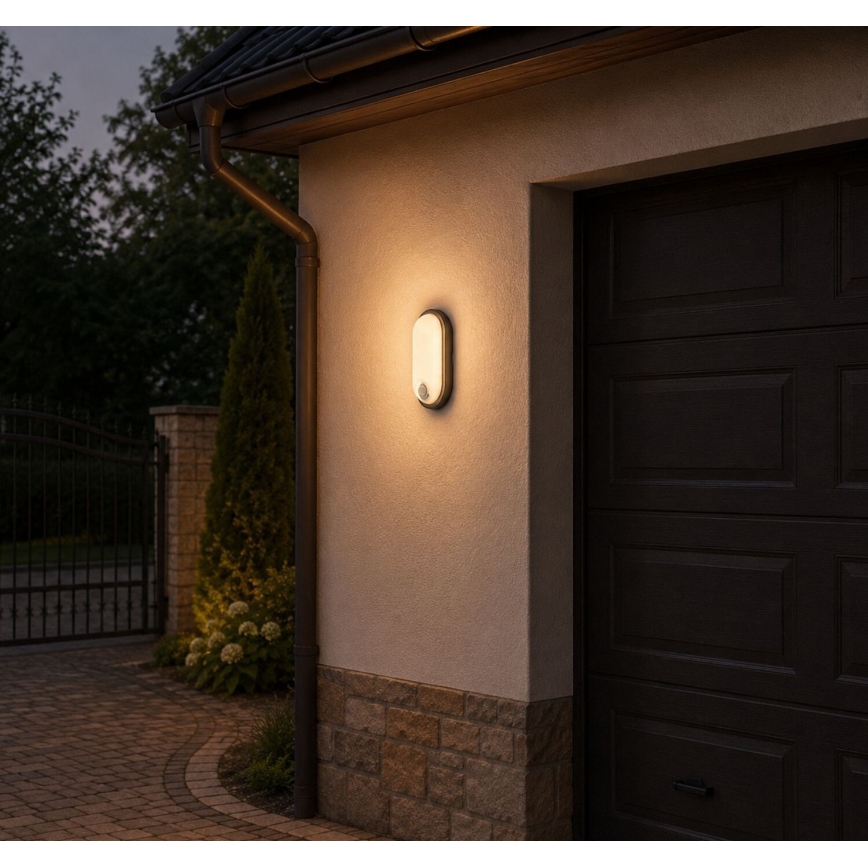Rabalux - Luminária de teto LED para exterior com sensor LED/15W/230V IP65 preta