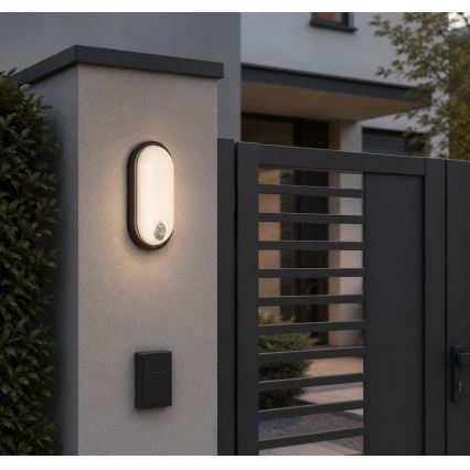 Rabalux - Luminária de teto LED para exterior com sensor LED/15W/230V IP65 preta