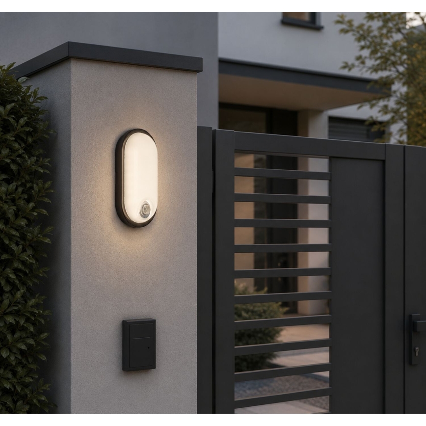 Rabalux - Luminária de teto LED para exterior com sensor LED/15W/230V IP65 preta