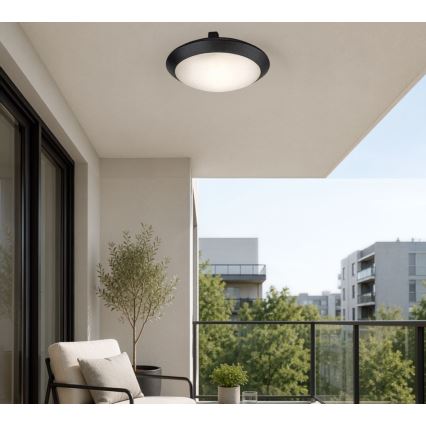 Rabalux - Luminária de teto para exterior com sensor de movimento 1xE27/9W/230V IP65 Ø 30 cm preta