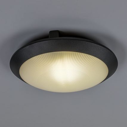 Rabalux - Luminária de teto para exterior com sensor de movimento 1xE27/9W/230V IP65 Ø 30 cm preta