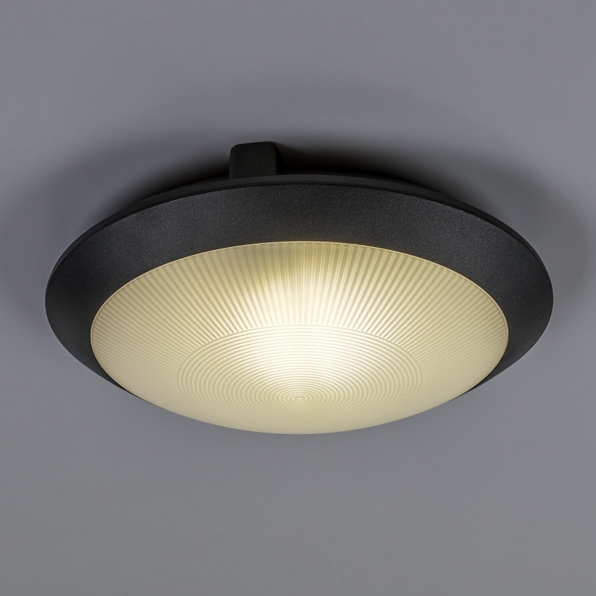 Rabalux - Luminária de teto para exterior com sensor de movimento 1xE27/9W/230V IP65 Ø 30 cm preta