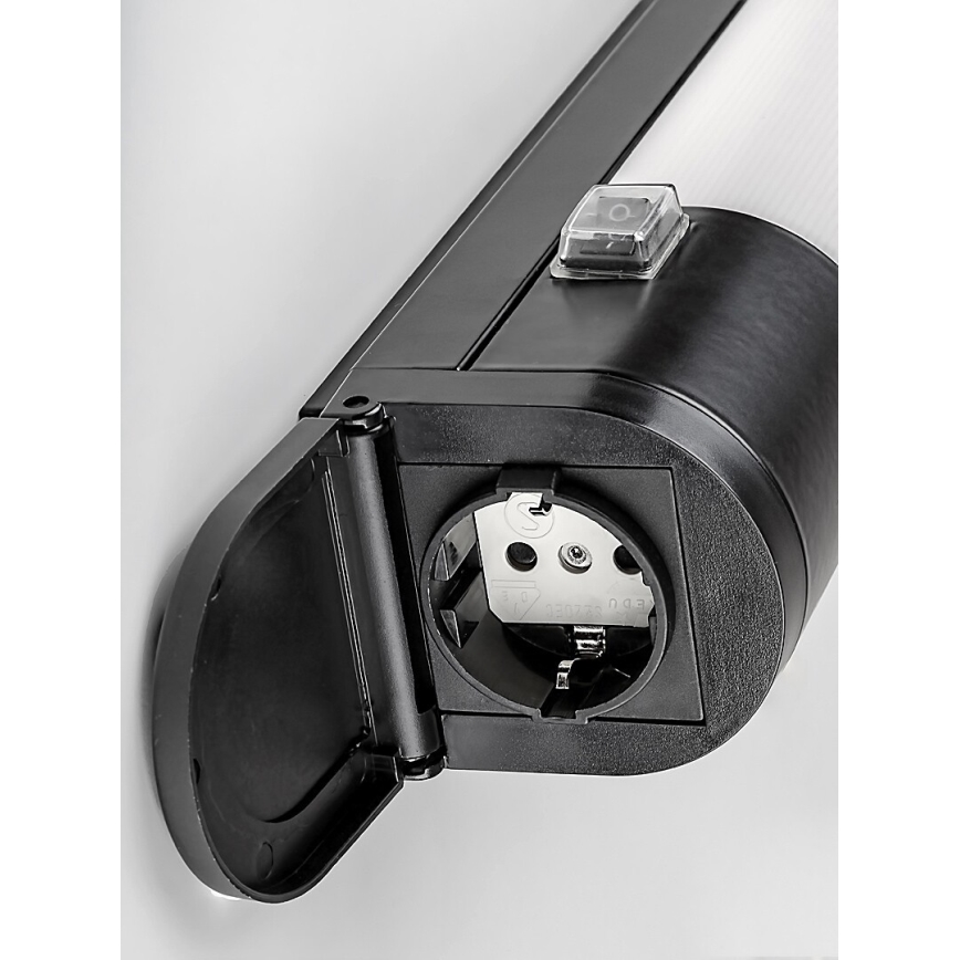 Rabalux - Luminária LED para baixo do armário com tomada LED/17W/230V 4000K IP44 preta 57 cm