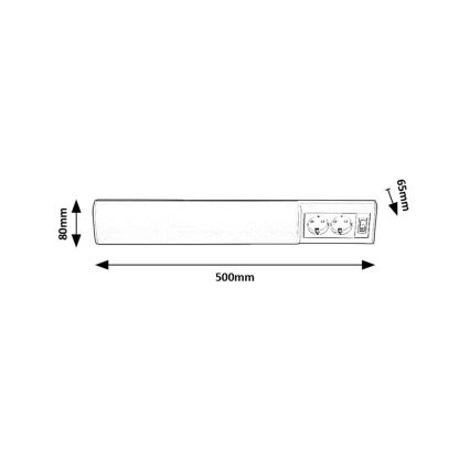 Rabalux - Iluminação para armário de cozinha LED com 2 tomadas LED/10W/230V 4000K 50 cm branco