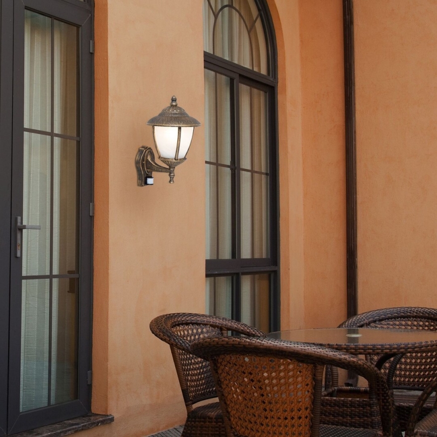 Rabalux - Luminária de parede exterior com sensor 1xE27/60W/230V IP43 dourada