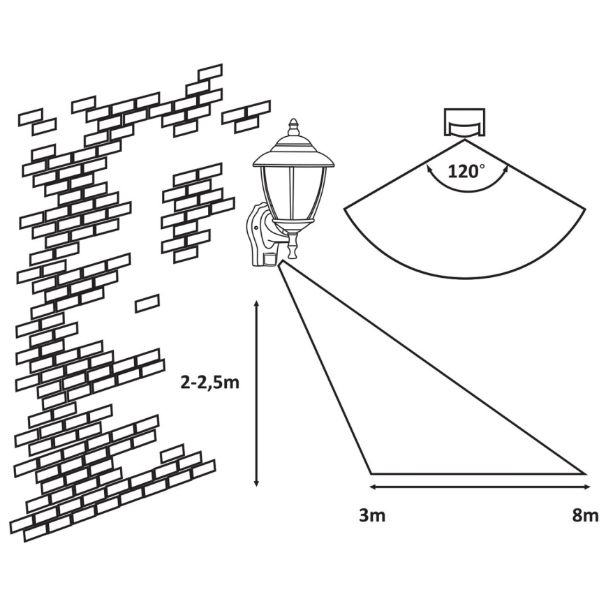 Rabalux - Luminária de parede exterior com sensor 1xE27/60W/230V IP43 dourada