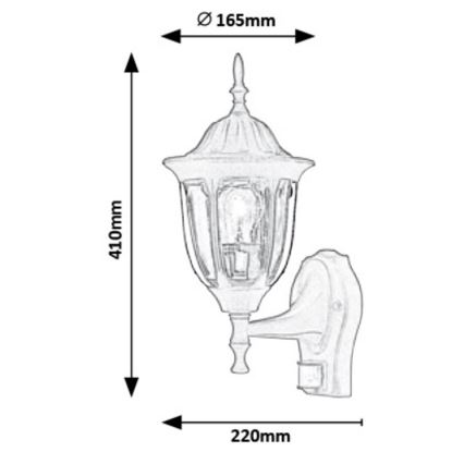 Rabalux - Aplique de parede exterior com sensor 1xE27/60W/230V IP43 preto
