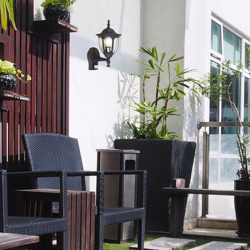 Rabalux – Iluminação de Parede Exterior com Sensor MILANO 1×E27/60W/230V IP43 Preta