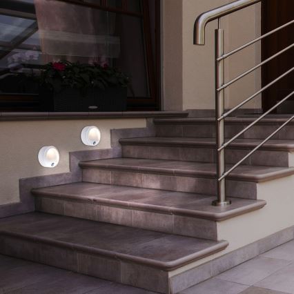 Rabalux - Luz de parede LED de exterior com sensor LED/1,5W/3xAA branco IP44