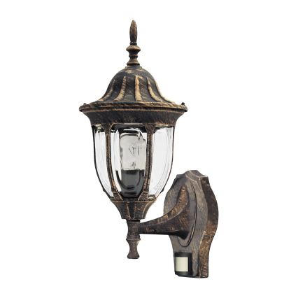 Rabalux - Aplique de parede exterior com sensor 1xE27/60W/230V IP43 dourado/pátina/preto