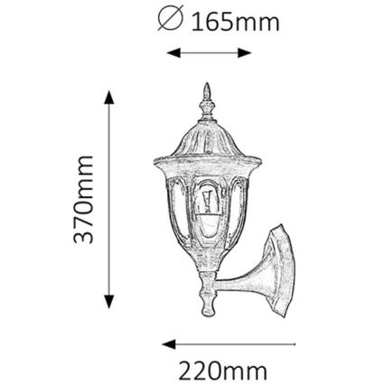 Rabalux - Aplique de parede para exterior 1xE27/60W/230V IP43 dourado/pátina/preto