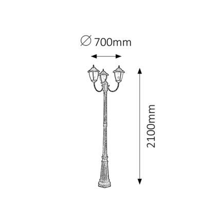 Rabalux - Candeeiro exterior 3xE27/60W/230V 210 cm