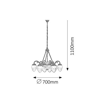 Rabalux - Candelabro numa corrente 6xE14/40W+2xE27/60W