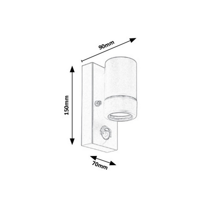 Rabalux - Iluminação de parede exterior com sensor 1xGU10/10W/230V preto IP44