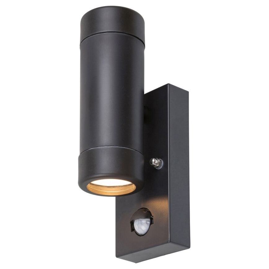 Rabalux - Aplique de parede exterior com sensor 2xGU10/10W/230V preto IP44