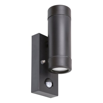 Rabalux - Aplique de parede exterior com sensor 2xGU10/10W/230V preto IP44