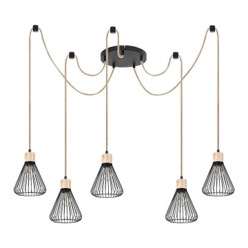 Rabalux - Candeeiro suspenso 5xE27/40W/230V aranha preto/faia