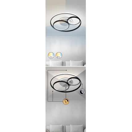 Rabalux - Iluminação de teto LED com regulação LED/50W/230V 3000-6000K diâmetro 53 cm + comando