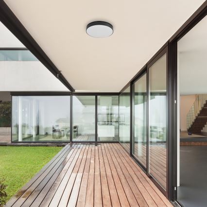 Rabalux - Plafon LED para casa de banho, 24W/230V, 2800K/4000K/6000K, IP44, preto, Ø 30 cm