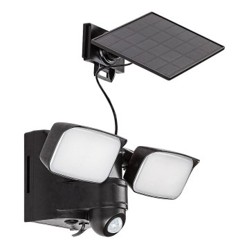 Rabalux - Luminária de parede solar LED flexível com sensor e painel externo 2xLED/5W/3,7V IP54 preto 600 mAh