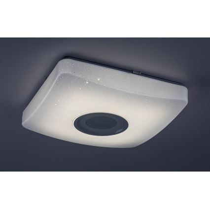 Rabalux - Luminária de teto LED RGB regulável com altifalante, LED/18W/230V, 3000-6000K, Bluetooth + comando remoto, 36,5x36,5 cm