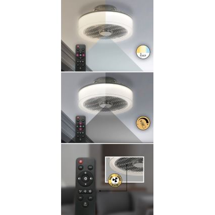 Rabalux - Luminária de teto LED regulável com ventilador LED/30W/230V 3000-6000K + controlo remoto