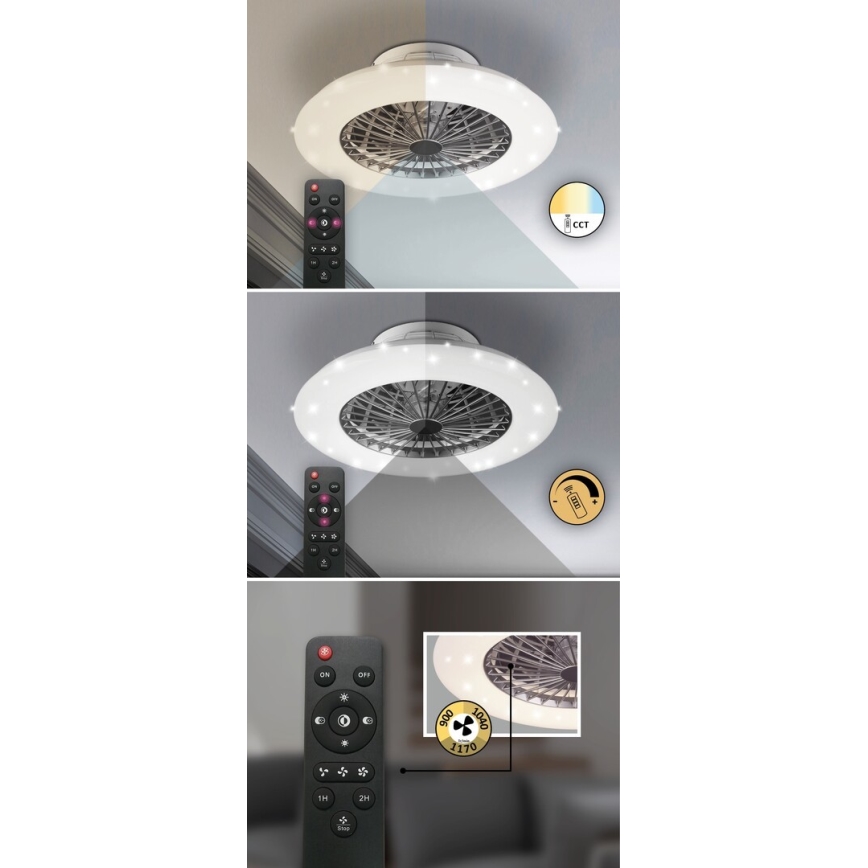 Rabalux - Plafon LED dimmerizável com ventilador LED/30W/230V 3000-6500K + comando à distância