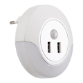 Rabalux - Luz Noturna LED de Tomada com Sensor 2xUSB LED/13,9W/230V 3000K