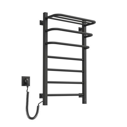 Radiador elétrico para casa de banho com termóstato FORTIS, 350 W/230 V, 80,6 cm, IP44, preto, com orientação à esquerda