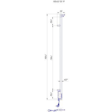 Radiador para casa de banho RAY 25W/230V 110x30 cm IP44 aço inoxidável/cromo polido