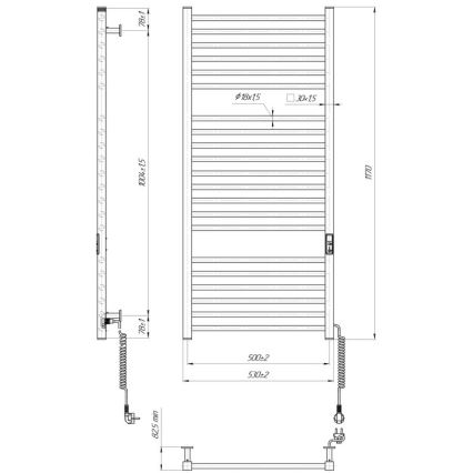 Radiador toalheiro de casa de banho HF DERBY 255W/230V 117x53 cm preto