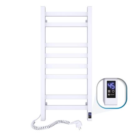 Toalheiro aquecido para casa de banho com termóstato AVANGARD 251W/230V 80,6 cm IP44 branco, ligação à esquerda, perfil quadrado