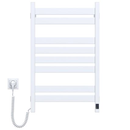 Radiador toalheiro para casa de banho com termostato LARGO 432W/230V 80,6 cm IP44 branco, ligação à esquerda, perfil quadrado