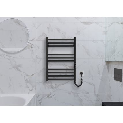 Radiador toalheiro para casa de banho HF GREENWICH 100W/230V 57x43 cm preto, lado direito, arredondado